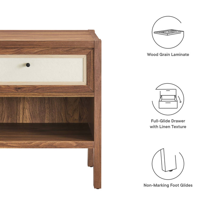 Catania Walnut Wood Nightstand