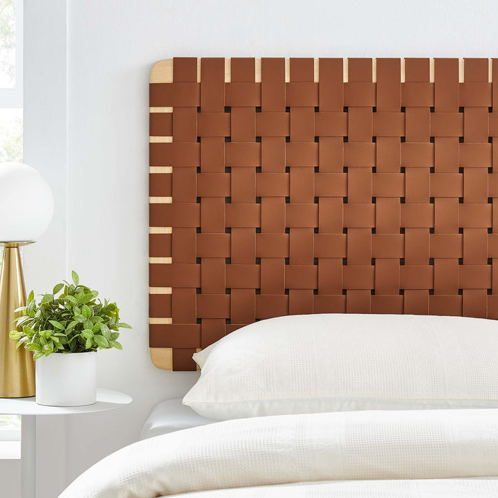 Sorrento Woven Wall-Mount Vegan Leather Twin Headboard