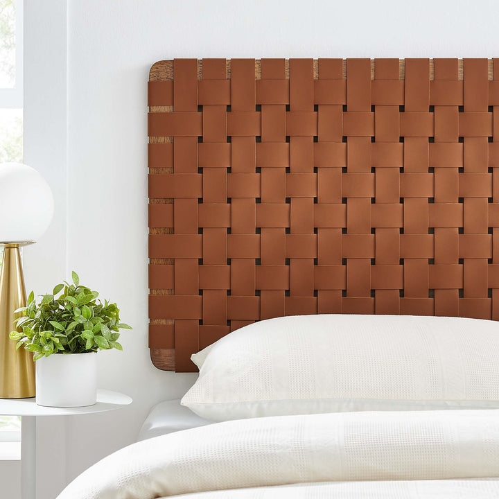 Sorrento Woven Wall-Mount Vegan Leather Twin Headboard