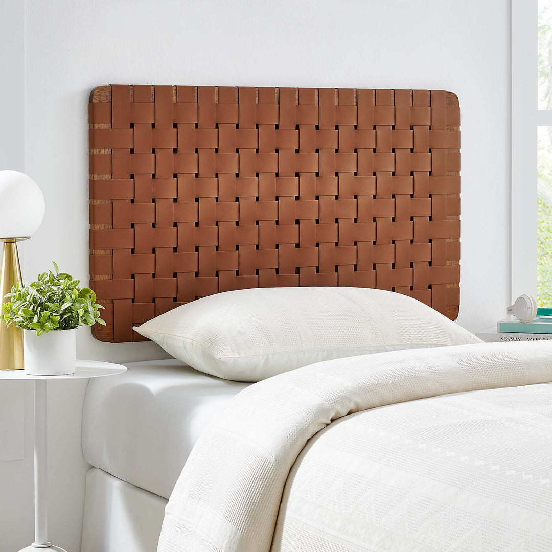 Sorrento Woven Wall-Mount Vegan Leather Twin Headboard