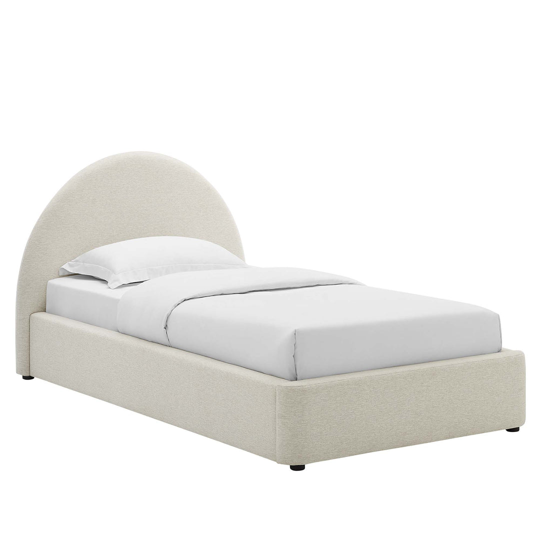 Retreat Upholstered Fabric Arched Round Twin Platform Bed