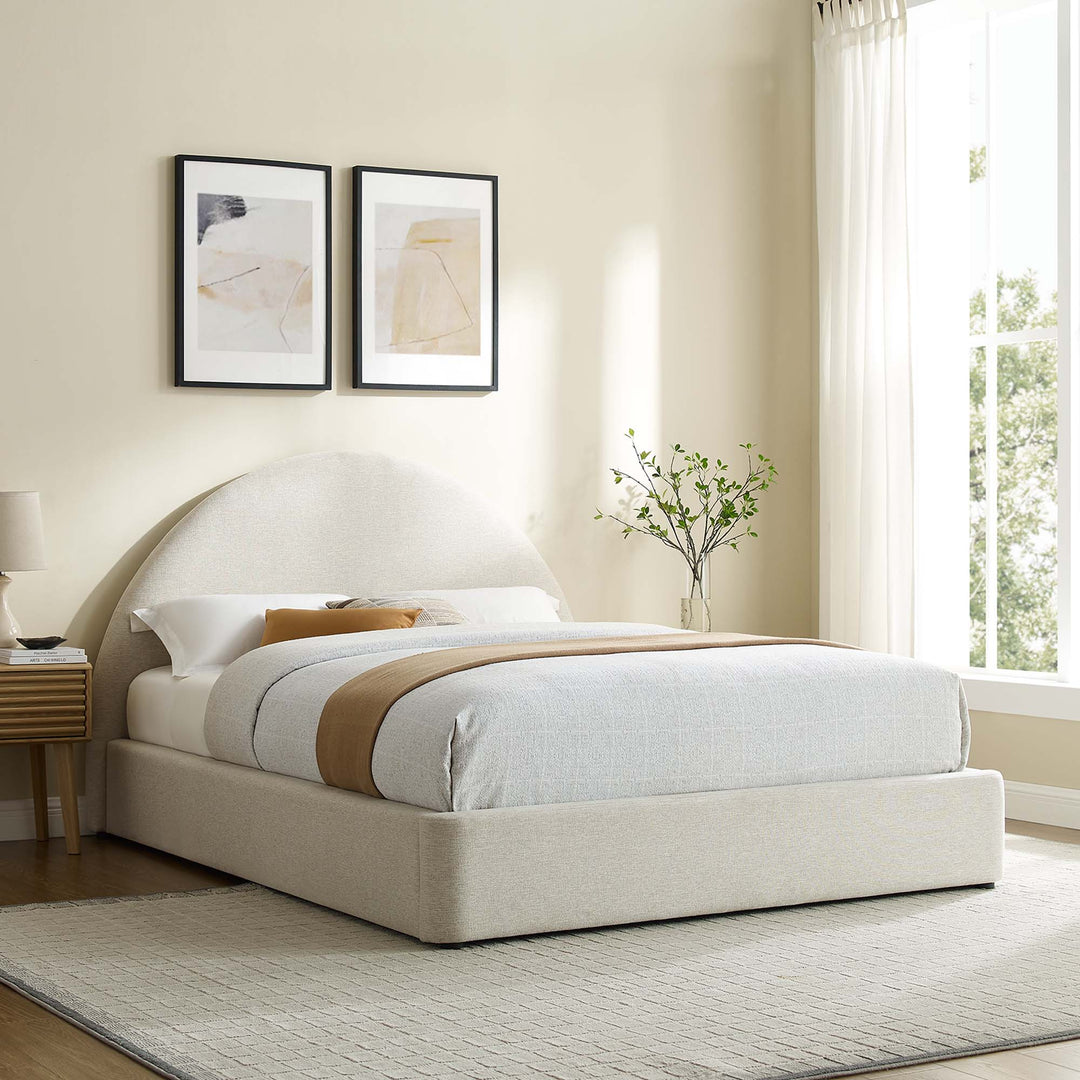 Retreat Upholstered Fabric Arched Round Full Platform Bed