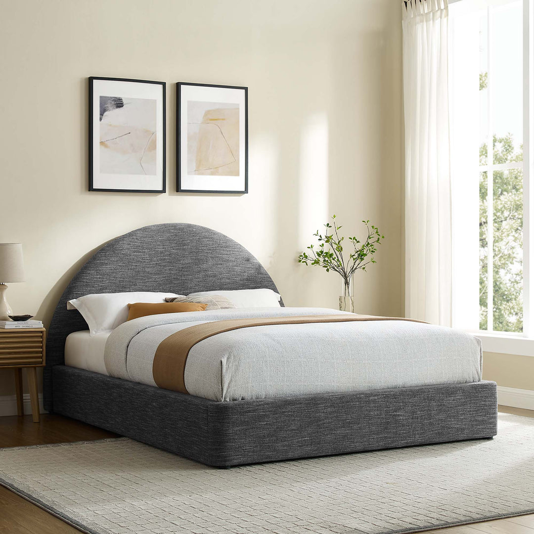 Retreat Upholstered Fabric Arched Round Full Platform Bed