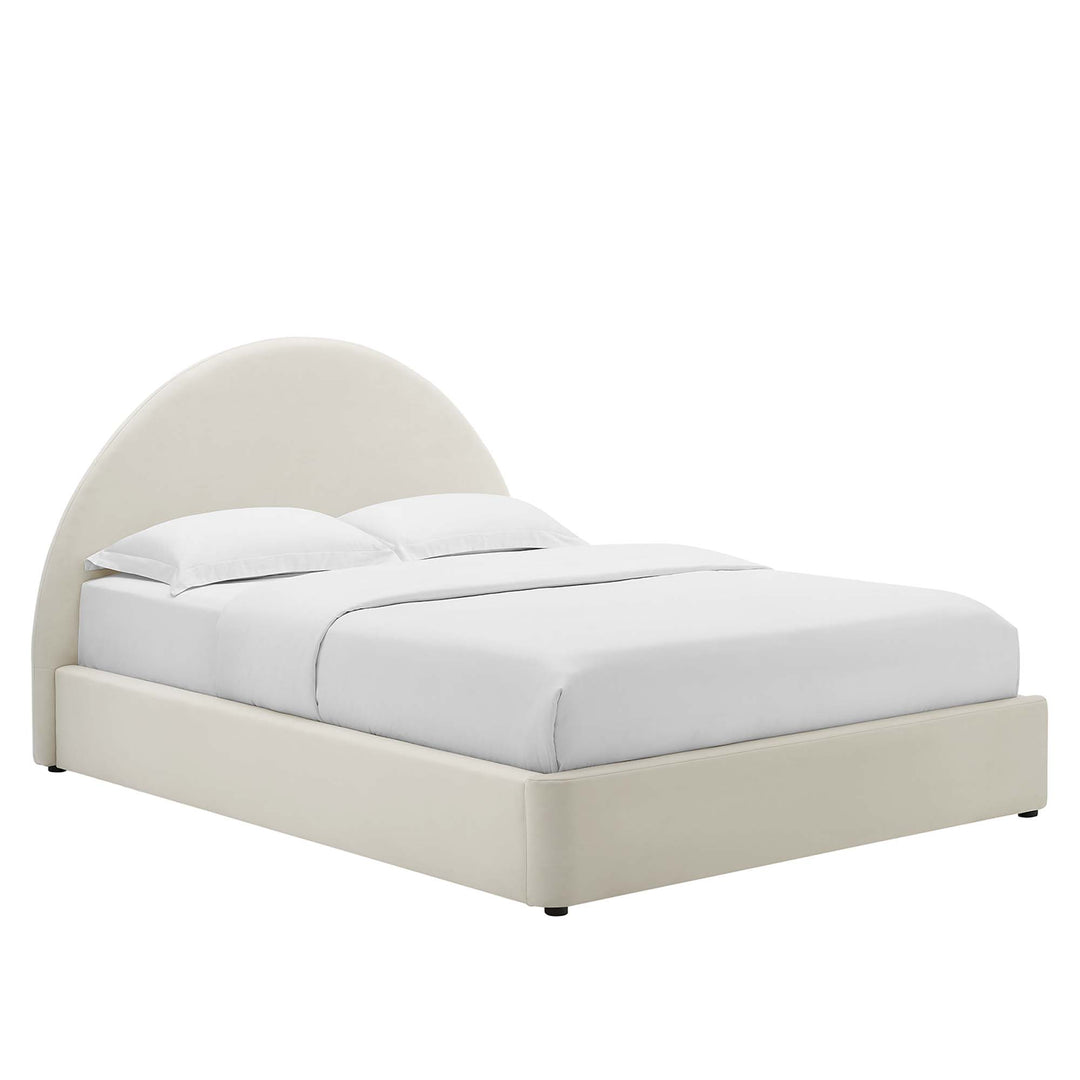 Regal Plush Velvet Curved Circular Complete Platform Bed