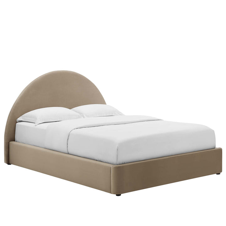 Regal Plush Velvet Curved Circular Complete Platform Bed