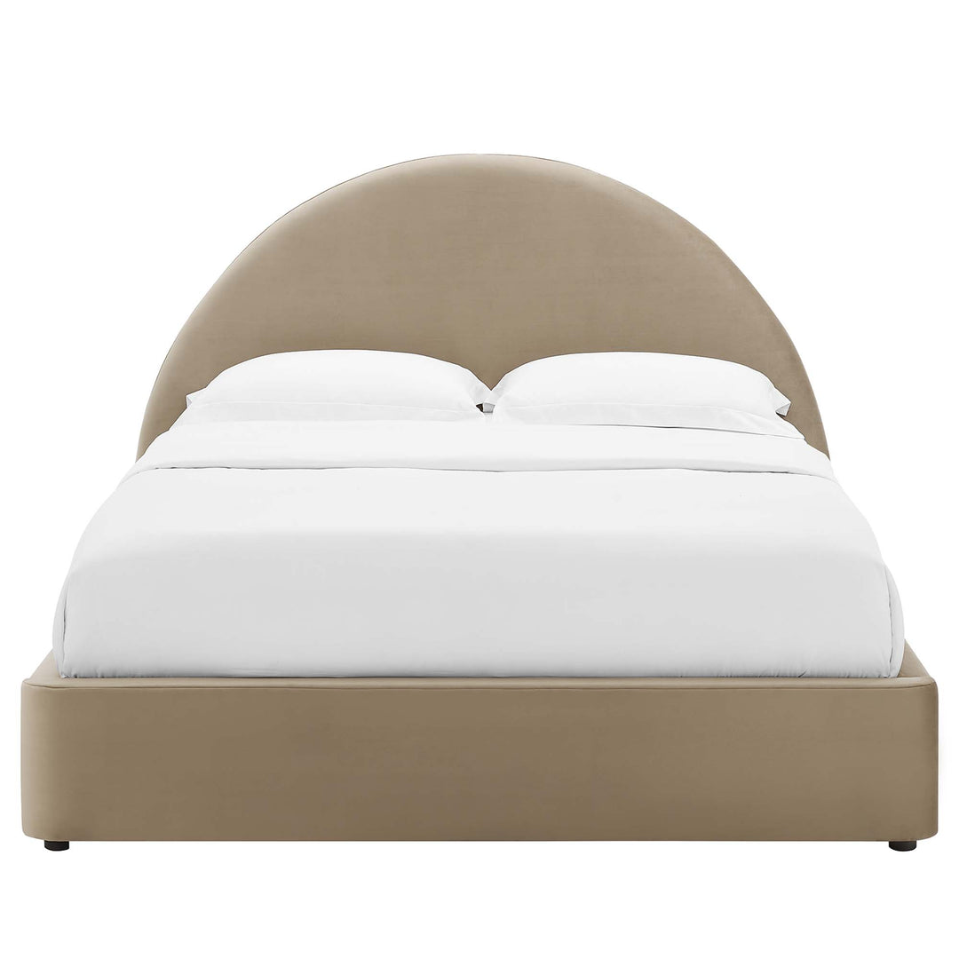 Regal Plush Velvet Curved Circular Complete Platform Bed