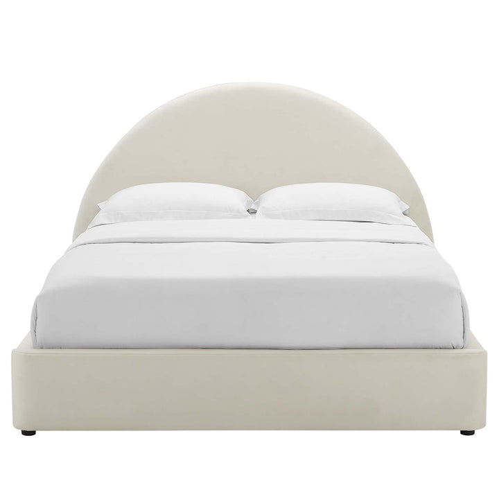 Regal Plush Velvet Arched Round Queen Platform Bed