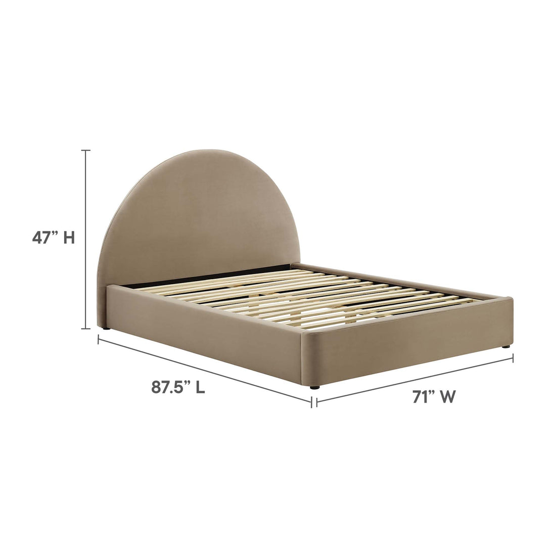 Regal Plush Velvet Arched Round Queen Platform Bed