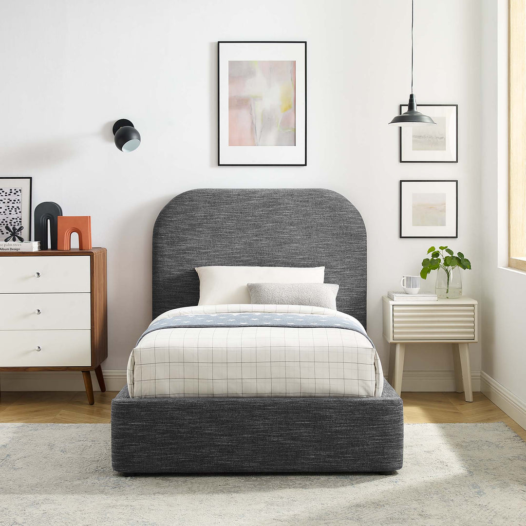 Kendall Upholstered Fabric Curved Twin Platform Bed