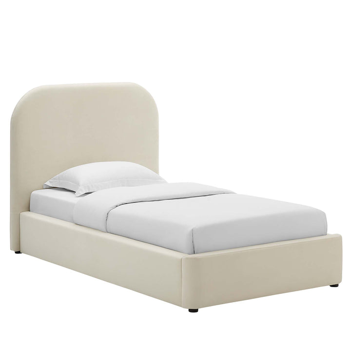 Kensington Plush Velvet Curved Twin Platform Bed