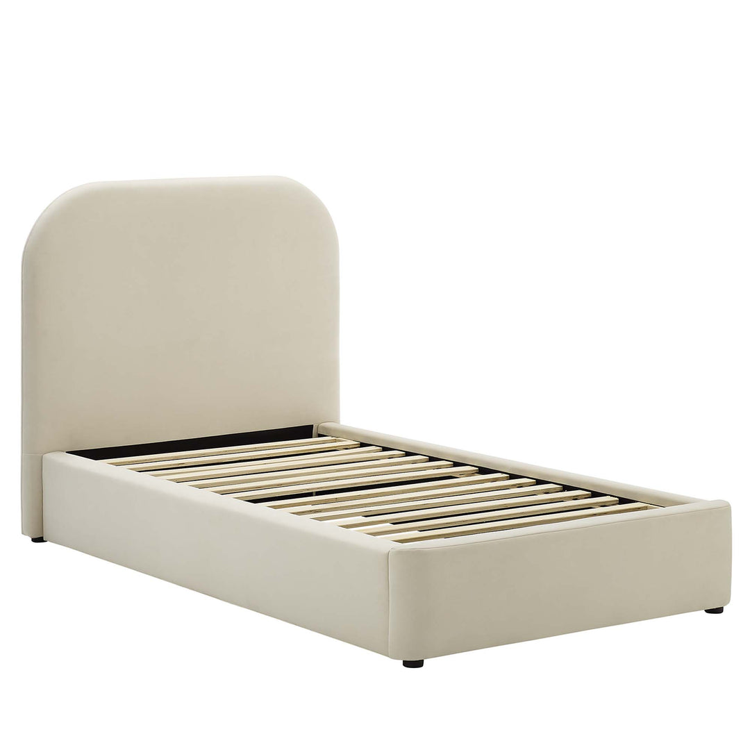 Kensington Plush Velvet Curved Twin Platform Bed