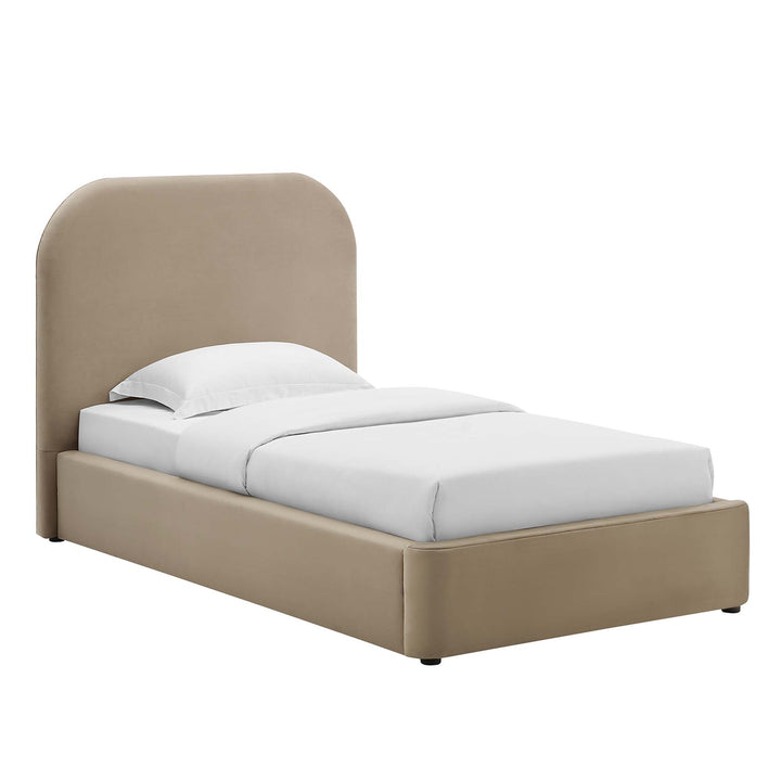 Kensington Plush Velvet Curved Twin Platform Bed