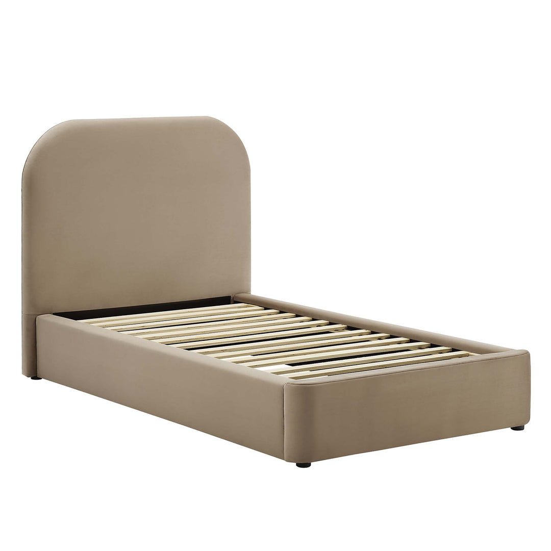 Kensington Plush Velvet Curved Twin Platform Bed