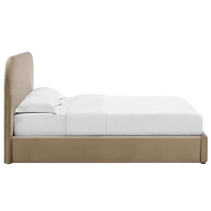 Curved Chic Velvet Comfort Full Platform Bed