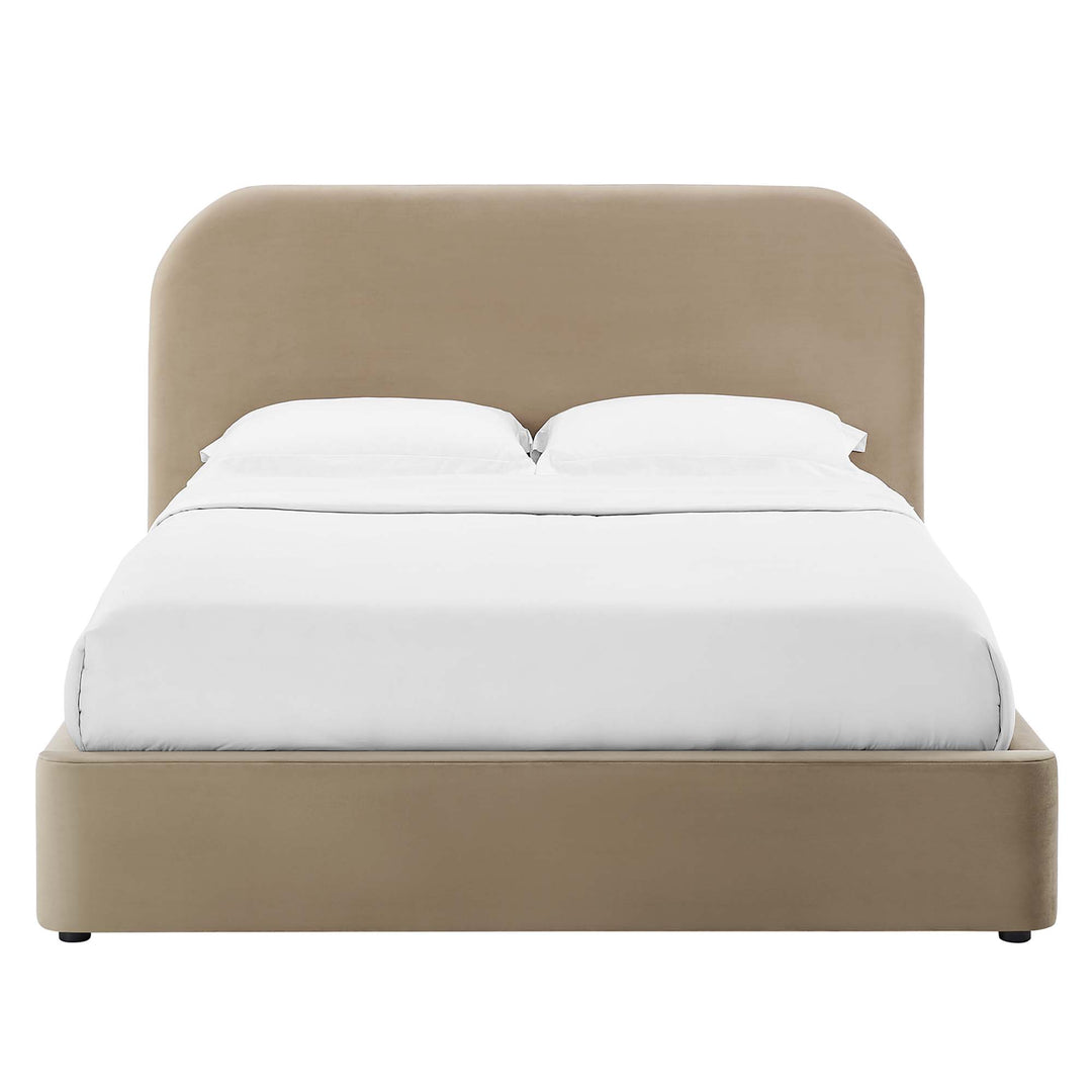 Curved Chic Velvet Comfort Full Platform Bed