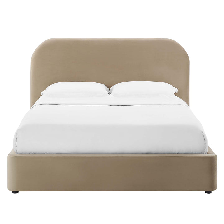 Curved Chic Velvet Comfort Full Platform Bed