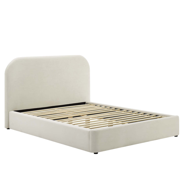 Kai Performance Velvet Curved King Platform Bed - Taupe