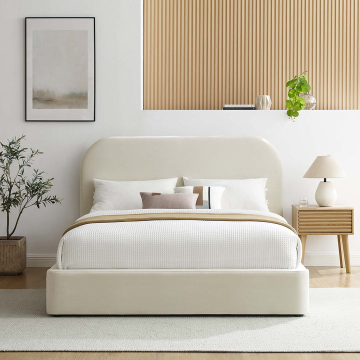 Kai Performance Velvet Curved King Platform Bed