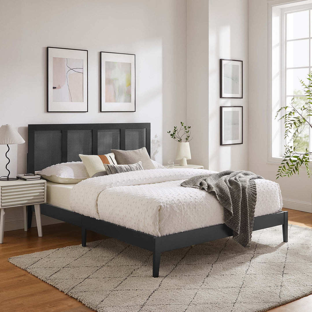 Solana Rattan and Wood Queen Platform Bed