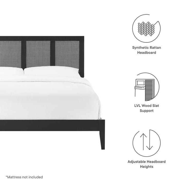 Solana Rattan and Wood Queen Platform Bed