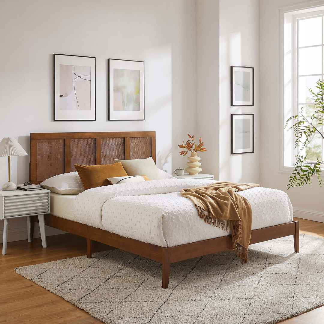 Solana Rattan and Wood Queen Platform Bed