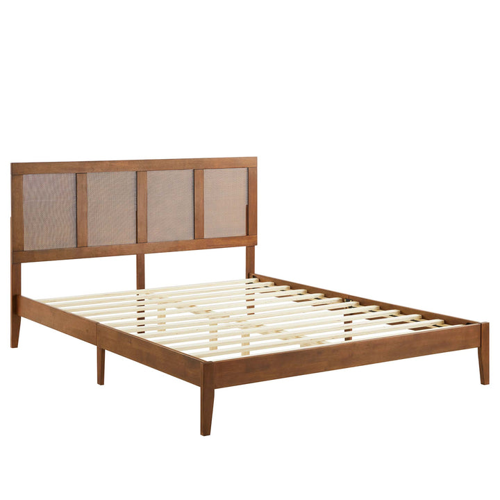 Solana Rattan and Wood Queen Platform Bed