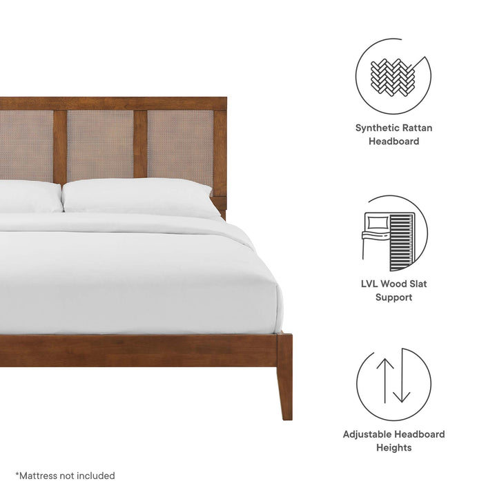 Solana Rattan and Wood Queen Platform Bed