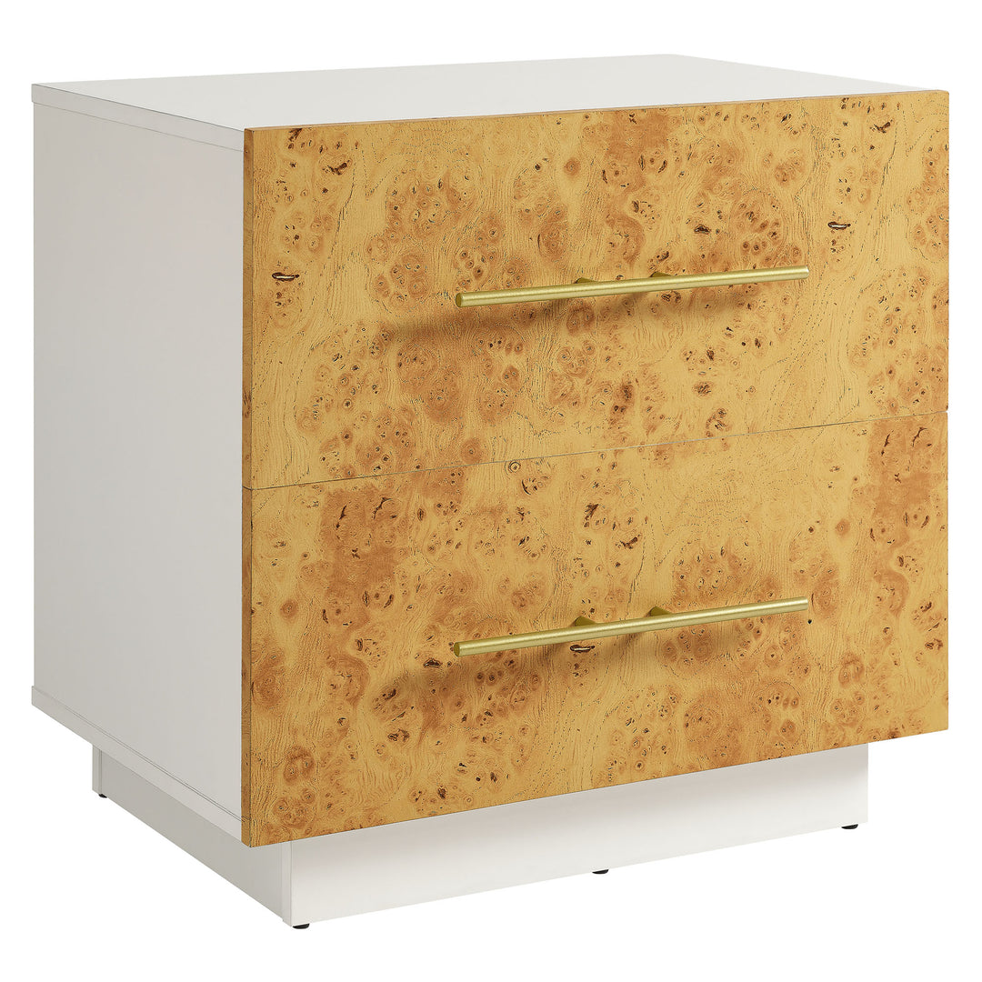 Archer 2-Drawer Burl Wood Nightstand