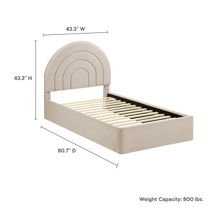 Sunrise Arch Plush Velvet Twin Platform Bed