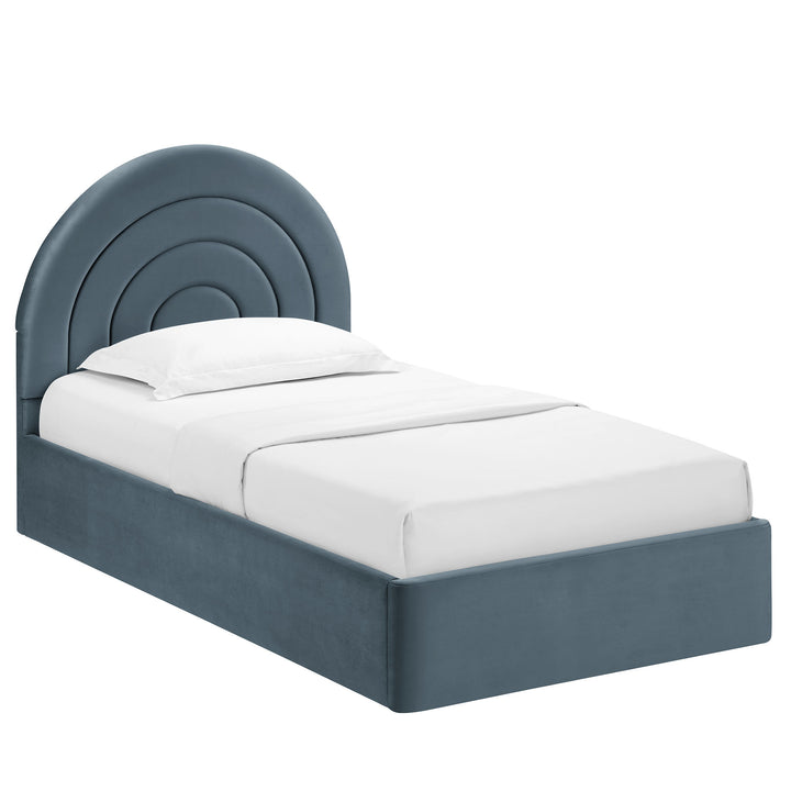 Sunrise Arch Plush Velvet Twin Platform Bed