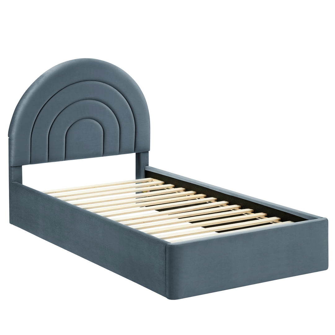 Sunrise Arch Plush Velvet Twin Platform Bed