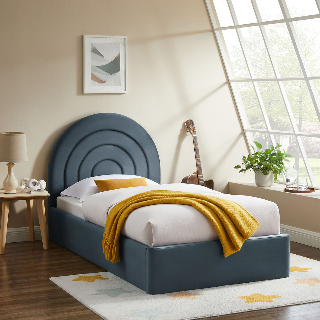 Sunrise Arch Plush Velvet Twin Platform Bed