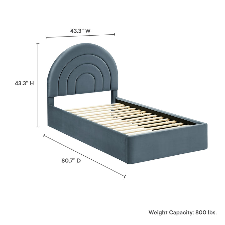 Sunrise Arch Plush Velvet Twin Platform Bed