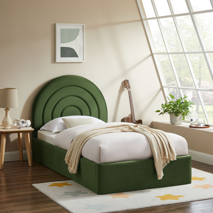 Sunrise Arch Plush Velvet Twin Platform Bed