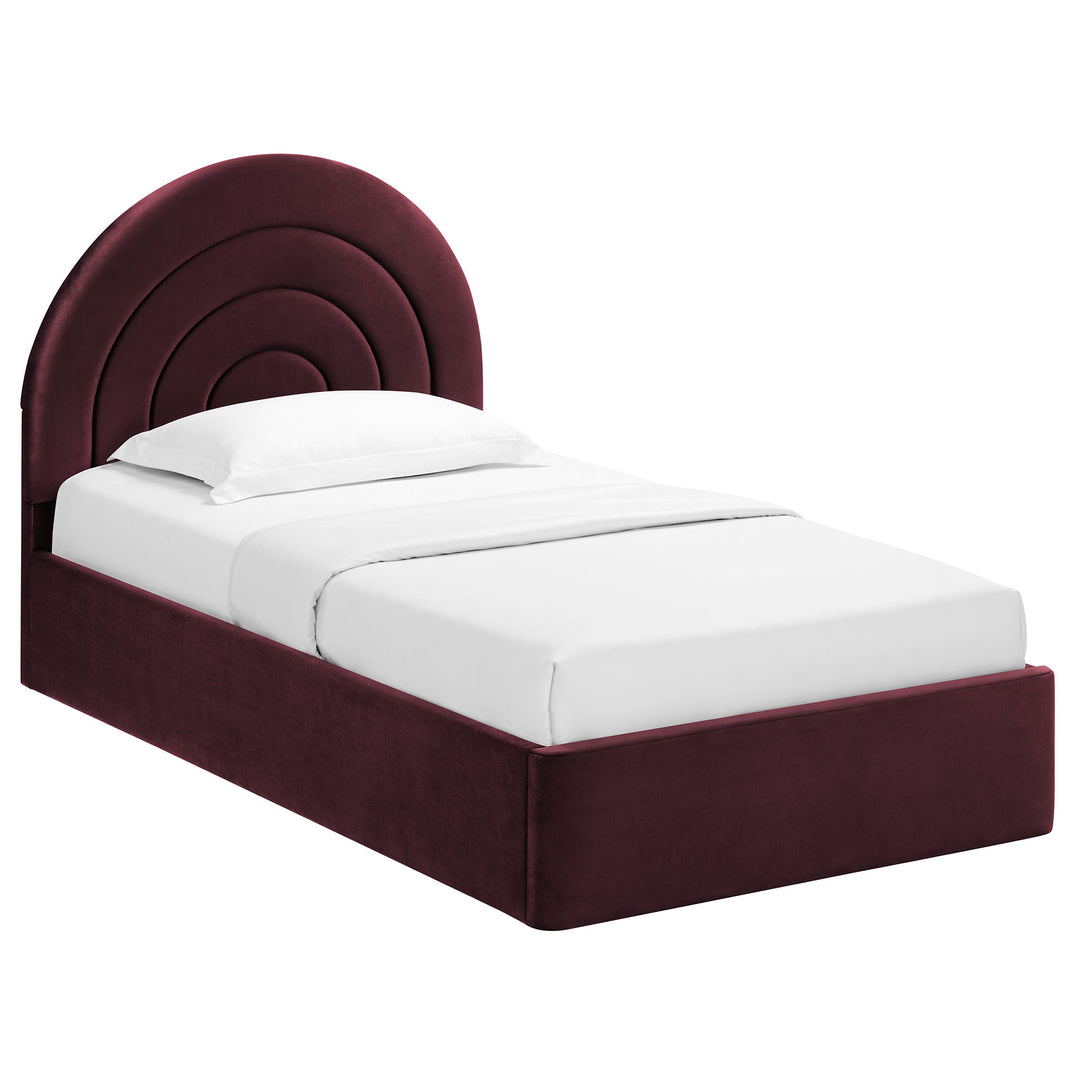 Sunrise Arch Plush Velvet Twin Platform Bed