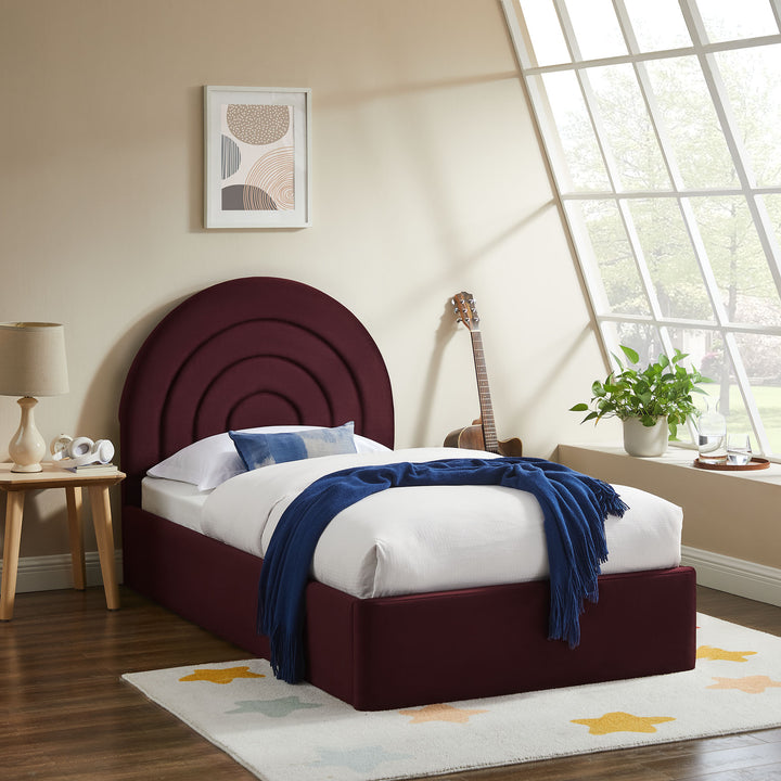 Sunrise Arch Plush Velvet Twin Platform Bed