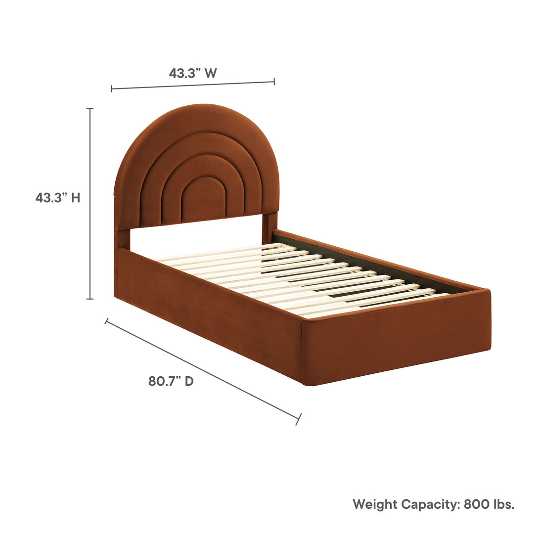 Sunrise Arch Plush Velvet Twin Platform Bed