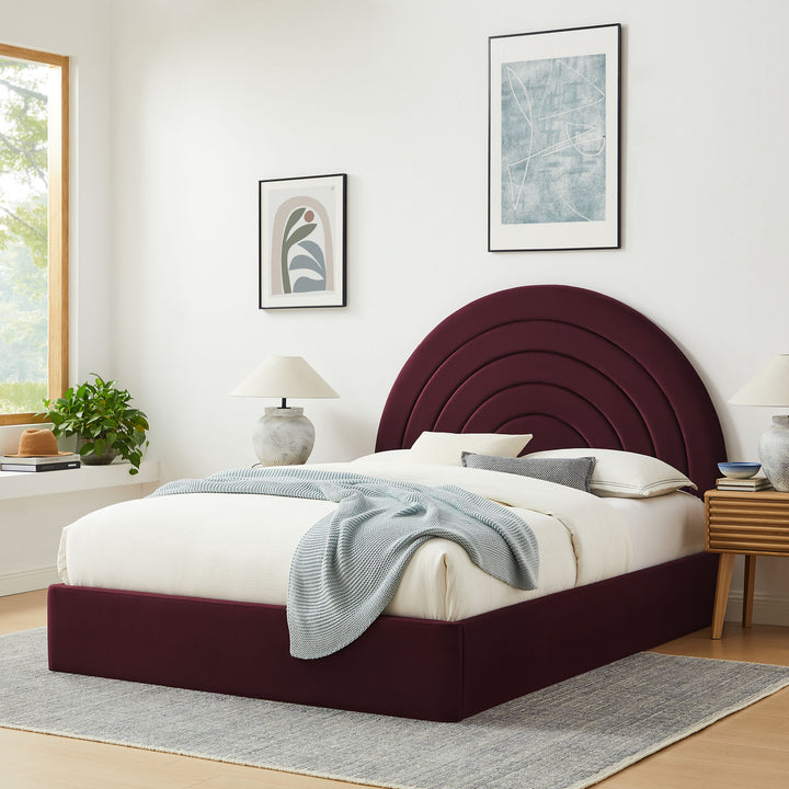 Sienna Arched Plush Velvet Queen Platform Bed