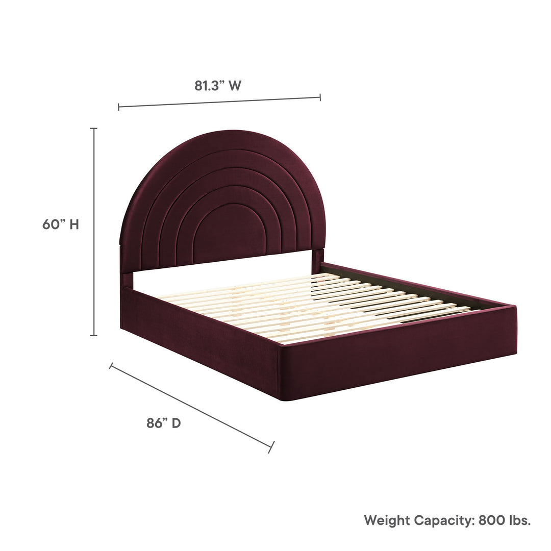 Sola Arched Performance Velvet King Platform Bed - Moss Green