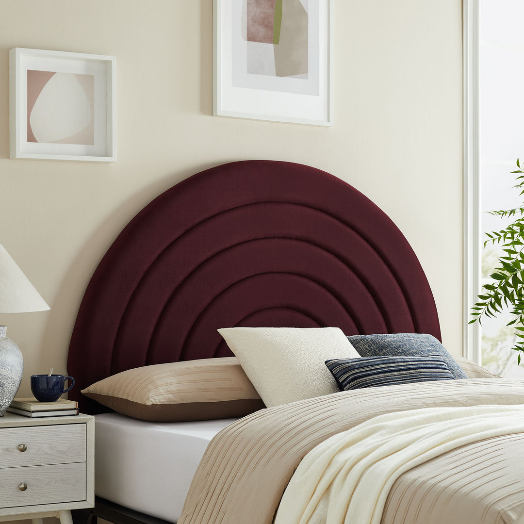 Sienna Arched Plush Velvet Full Headboard