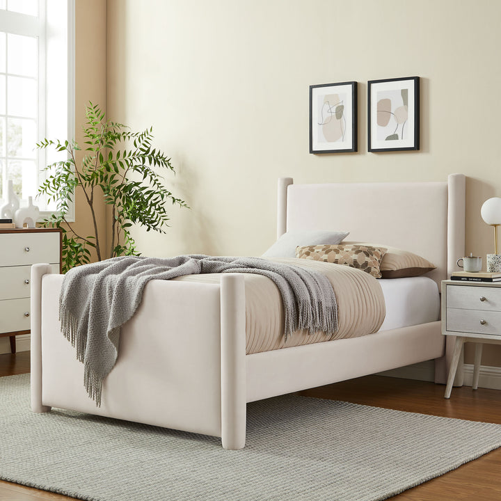 Raven Plush Velvet Twin Platform Bed