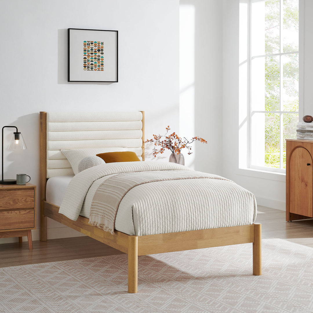 Ophelia Classic Tufted Boucle Solid Wood Twin Platform Bed