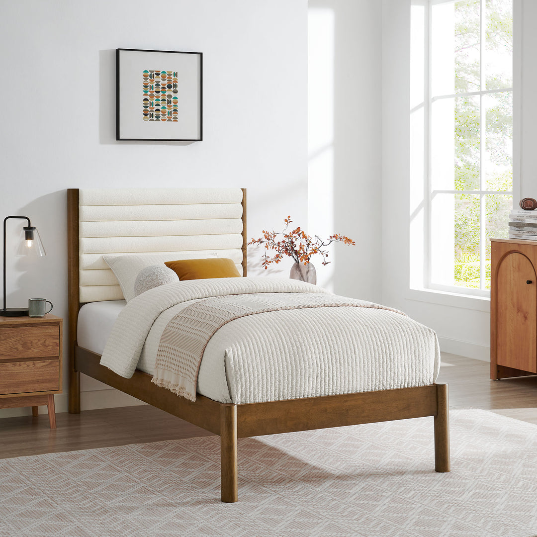 Ophelia Classic Tufted Boucle Solid Wood Twin Platform Bed