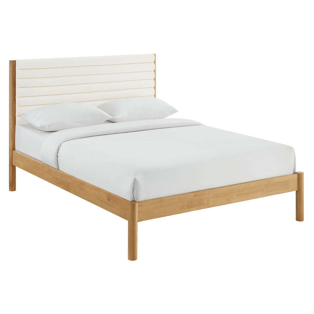 Orion Channel Tufted Boucle Solid Wood Full Platform Bed