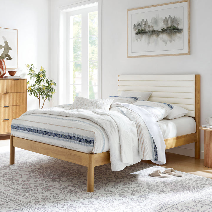 Orion Channel Tufted Boucle Solid Wood Full Platform Bed