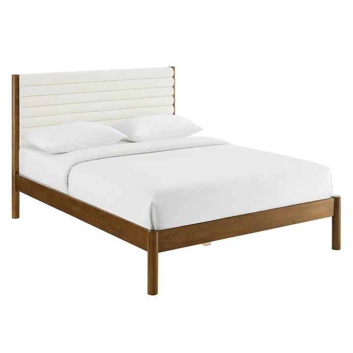 Orion Crest Tufted Boucle Solid Wood Queen Platform Bed