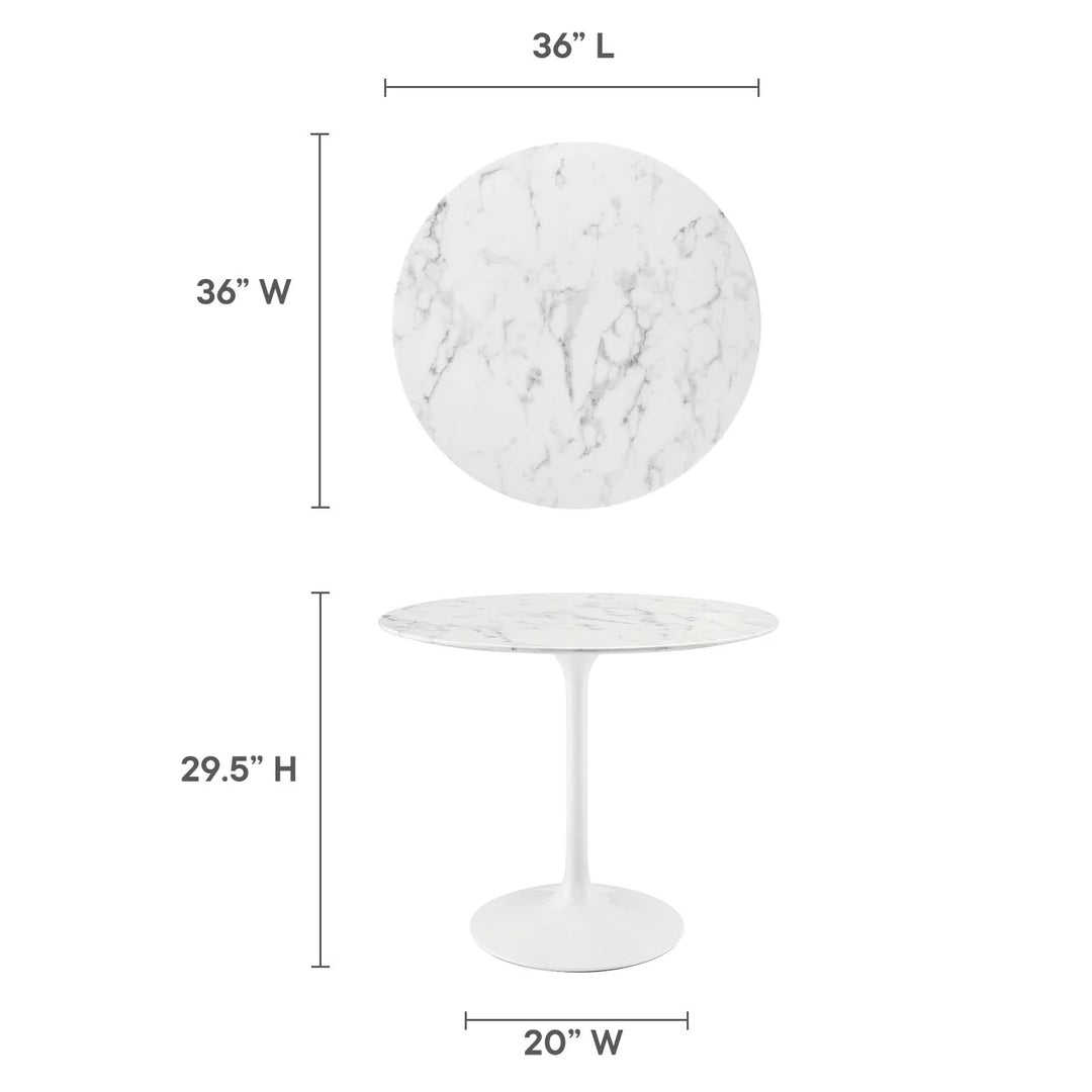 Pila 36" Round Artificial Marble Dining Table