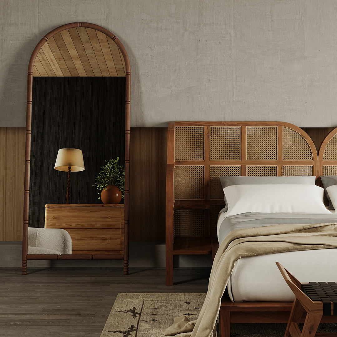 Elegant Walnut Vintage Floor Reflector
