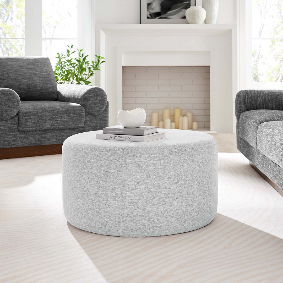 Jake 29" Round Upholstered Ottoman - Gray