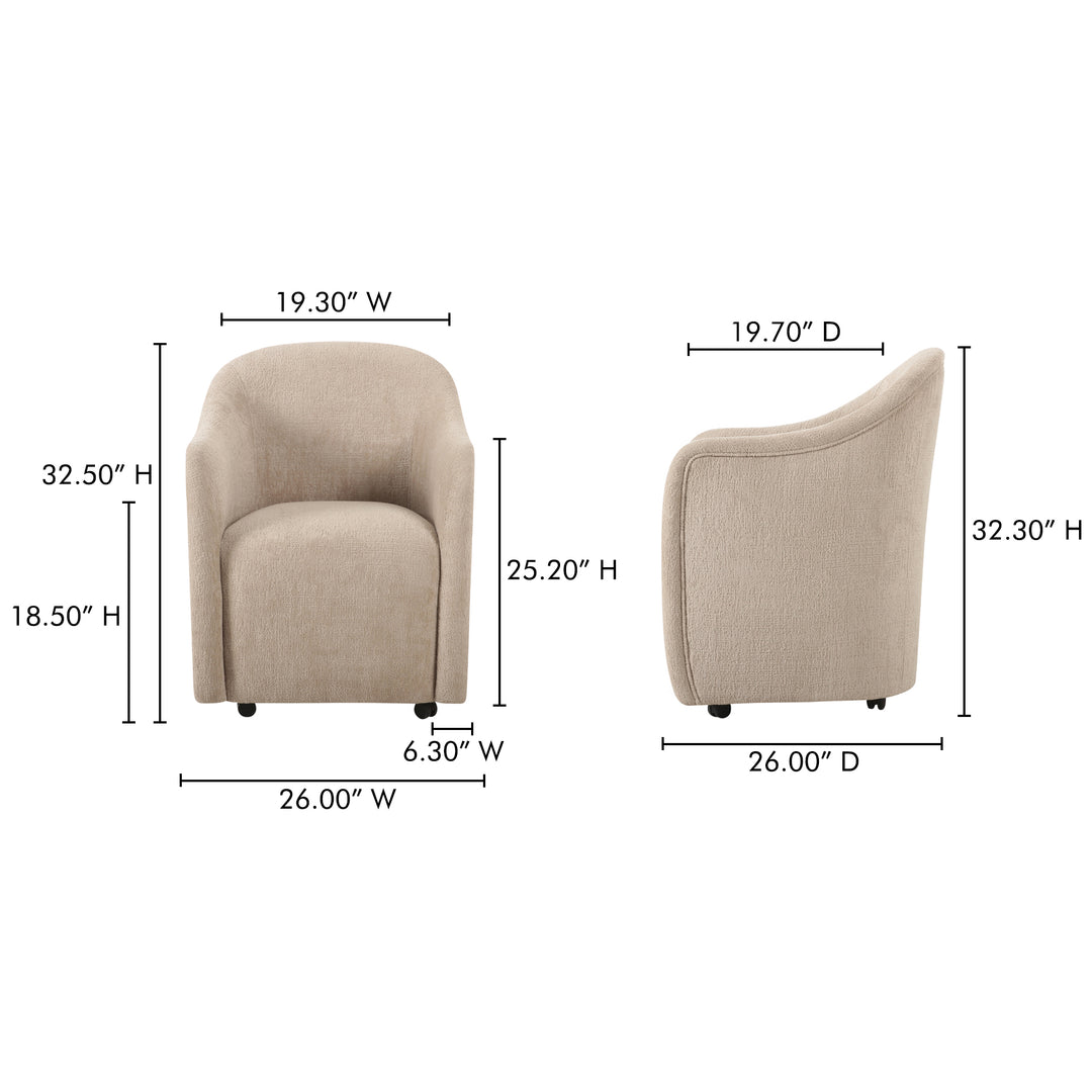 ComfyCurve Rolling-Stationary Dining Chair